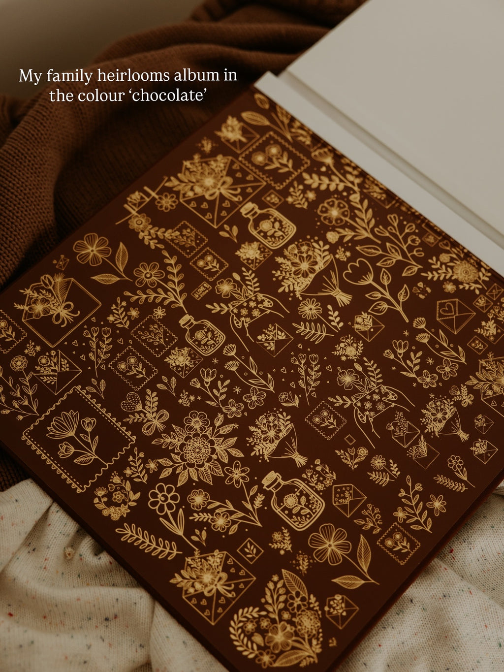 My Family Heirloom Linen Album - (Chocolate - Light brown)